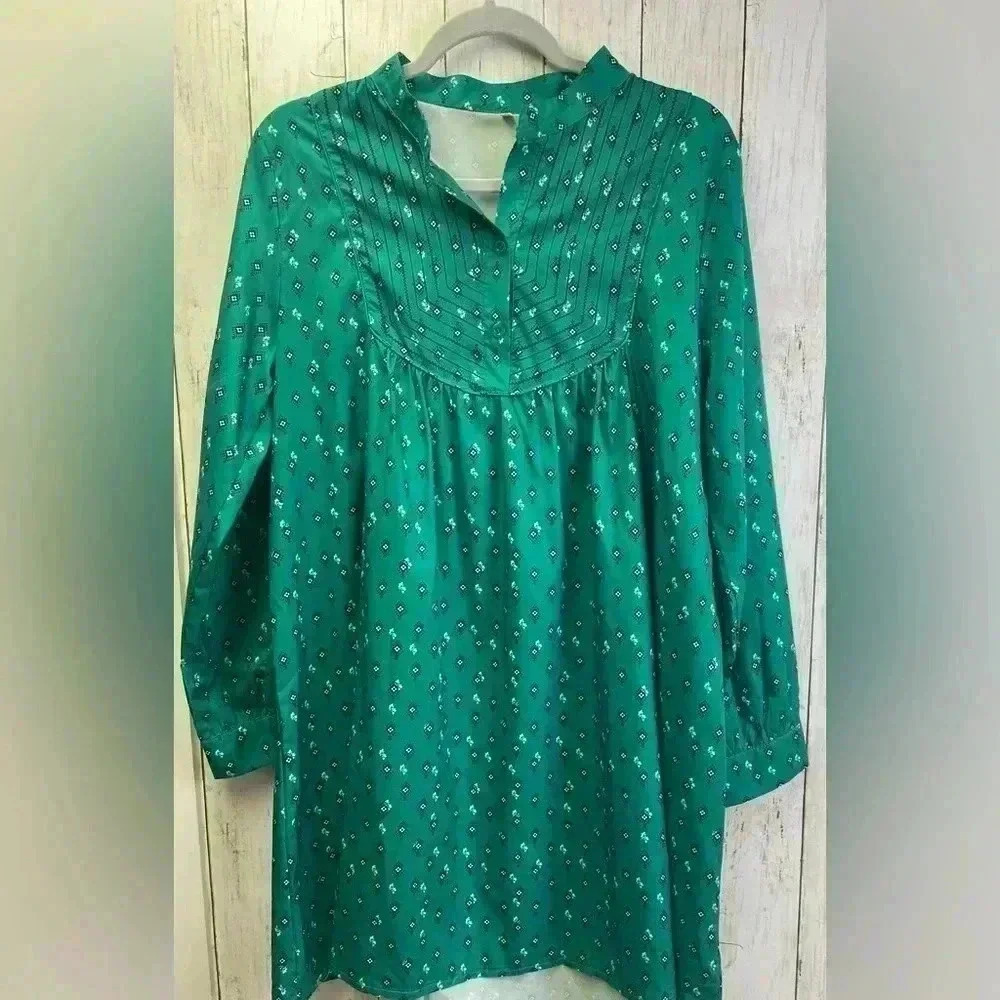 Green Long Sleeve Baby Doll Dress Size Extra Large
